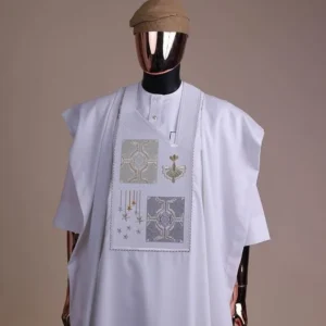 Classic White Senator Agbada (Luxury Finish)