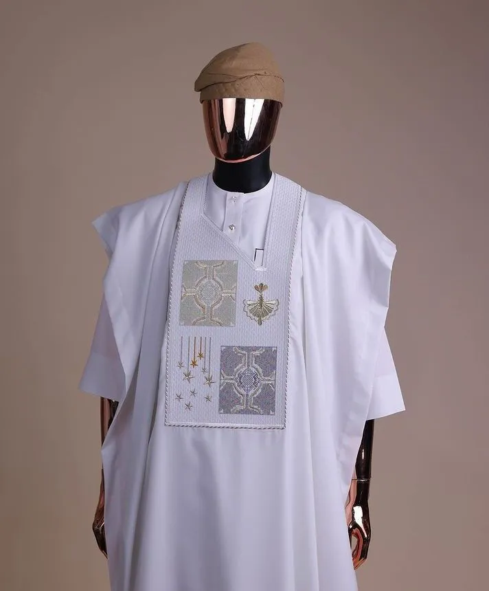 Classic White Senator Agbada (Luxury Finish)
